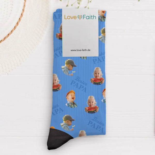 Socken mit eigenen Fotos für Papa zum Vatertag 35-38 individuell gedruckt von Love & Faith
