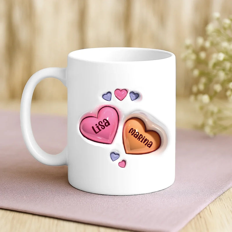 Tasse Best friends forever mit personalisierten Namen im 3D Look – individuelle Geschenkidee von Love & Faith
