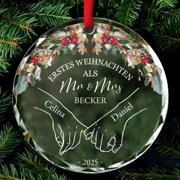 Kristallornament als Weihnachtsbaumschmuck personalisiert für Partner Geschenk von Love & Faith
