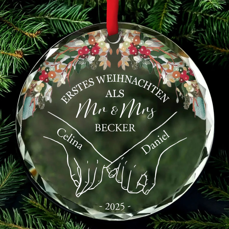 Kristallornament als Weihnachtsbaumschmuck personalisiert für Partner Geschenk von Love & Faith
