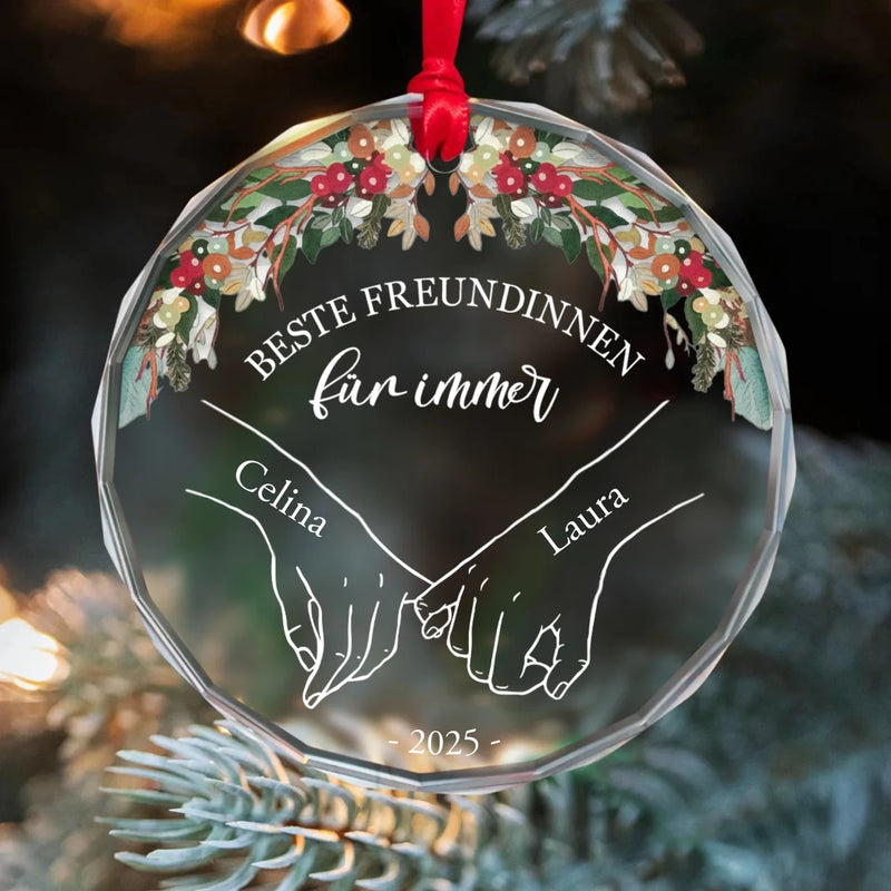 Kristallornament als Weihnachtsbaumschmuck personalisiert für Partner Geschenk von Love & Faith
