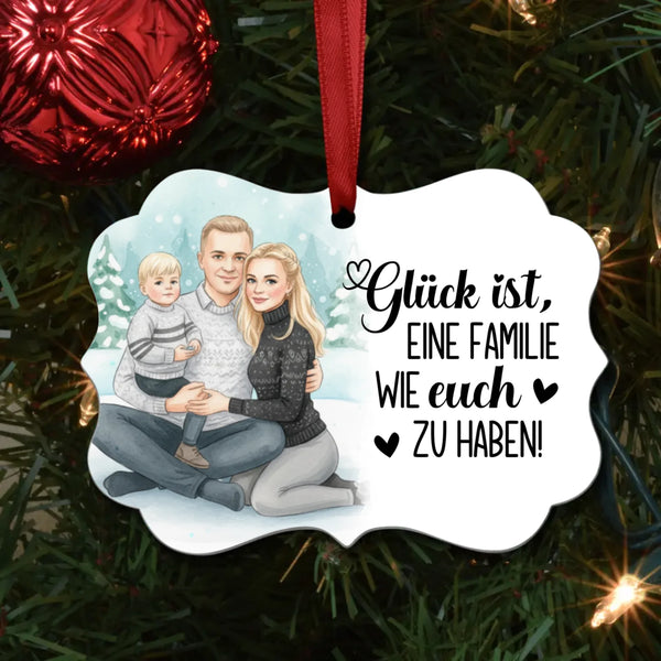 Personalisierter Weihnachtsbaumschmuck mit eigenem Foto als Aquarellzeichnung personalisiert von Love & Faith