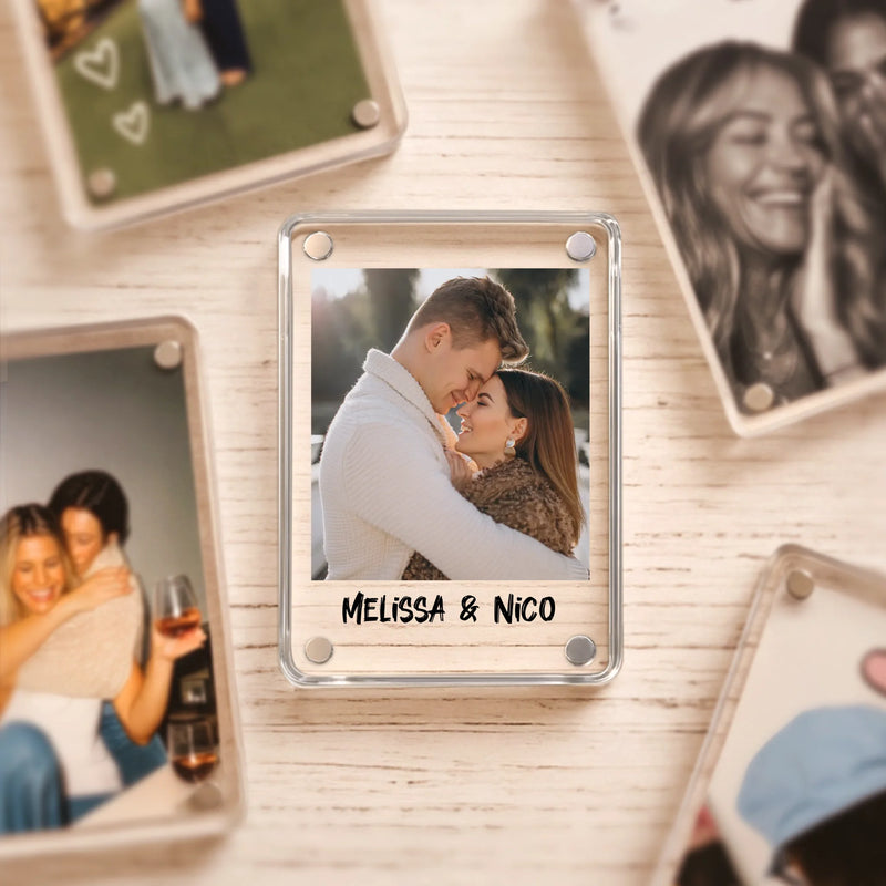 Acrylmagnet für Kühlschrank mit Foto als Partnergeschenk personalisiert von Love & Faith
