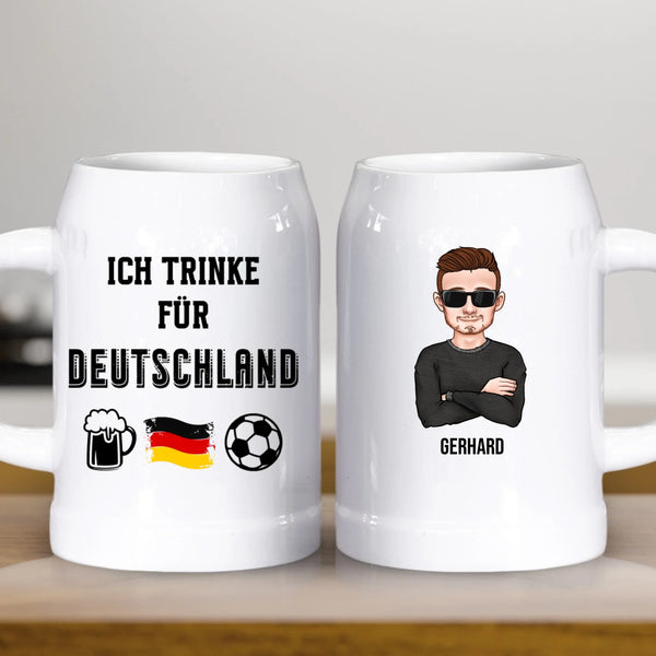 Trinken für Deutschland - Personalisierter Bierkrug zur Fußball EM 2024