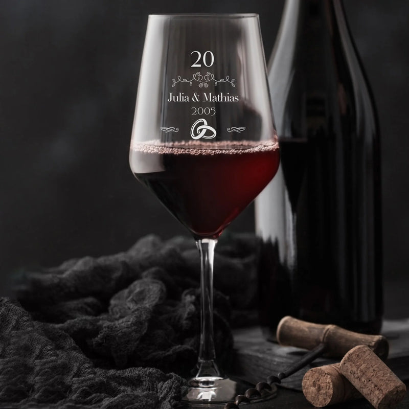 Personalisiertes Weinglas zum Hochzeitsjubiläum selbst gestalten mit Love & Faith
