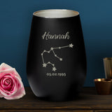 Personalisiertes schwarzes Windlicht mit silber graviertem Design - gefertigt von Love & Faith