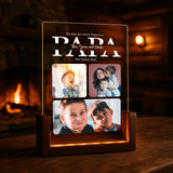 eckiges LED Licht mit Holzsockel mit eigenen Farbfotos als Geschenk zum Vatertag personalisiert von Love & Faith