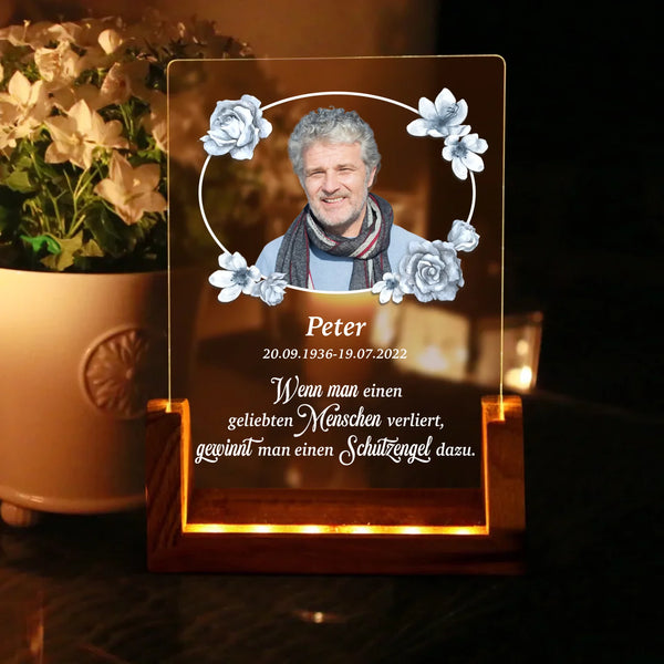 eckiger LED Aufsteller für Trauer Andenken für Verstorbene - Geschenkidee für Mama von Love & Faith