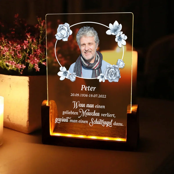eckiger LED Aufsteller für Trauer Andenken für Verstorbene - Geschenkidee für Mama von Love & Faith