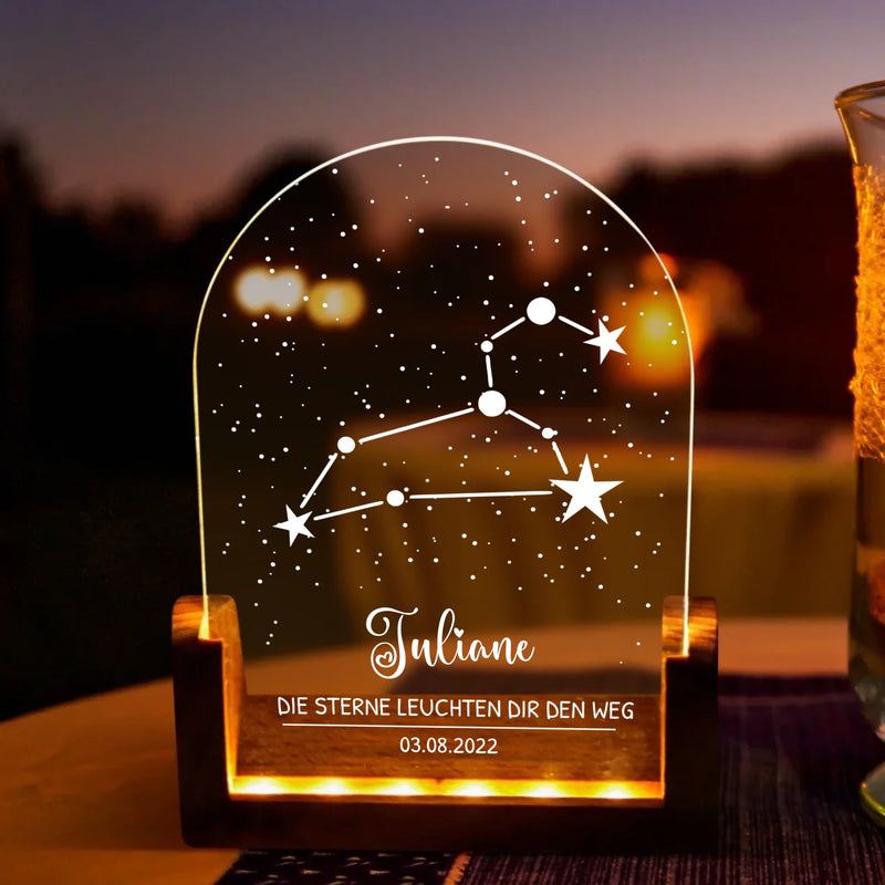 Rundes LED Licht Sternenhimmel mit Geburtstag und Namen als Geschenkidee zur Geburt von Love & Faith