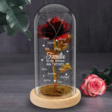 Ewige Rose "Familie ist die Heimat des Herzens" bis 13 Namen graviert  auf die Glaskuppel mit LED Licht personalisiert als Geschenk für Familie von Love & Faith