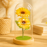 Ewige Sonnenblume in der Glaskuppel mit LED Licht personalisiert mit Namen zum Muttertag von Love & Faith