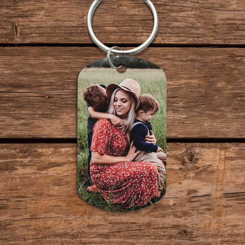 beidseitig individuell bedruckter Metallschlüsselanhänger mit eigenen Fotos gestalten von Love & Faith