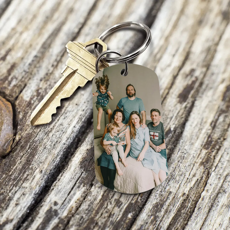 beidseitig individuell bedruckter Metallschlüsselanhänger mit eigenen Fotos gestalten von Love & Faith