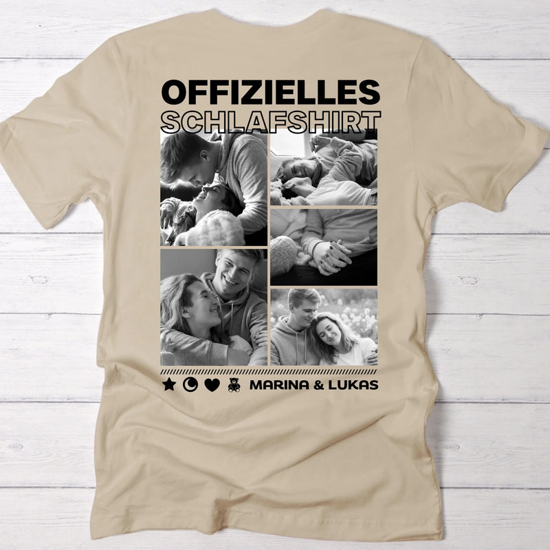 Personalisiertes Schlafshirt für Paare mit Foto-Upload und Backprint von Love & Faith