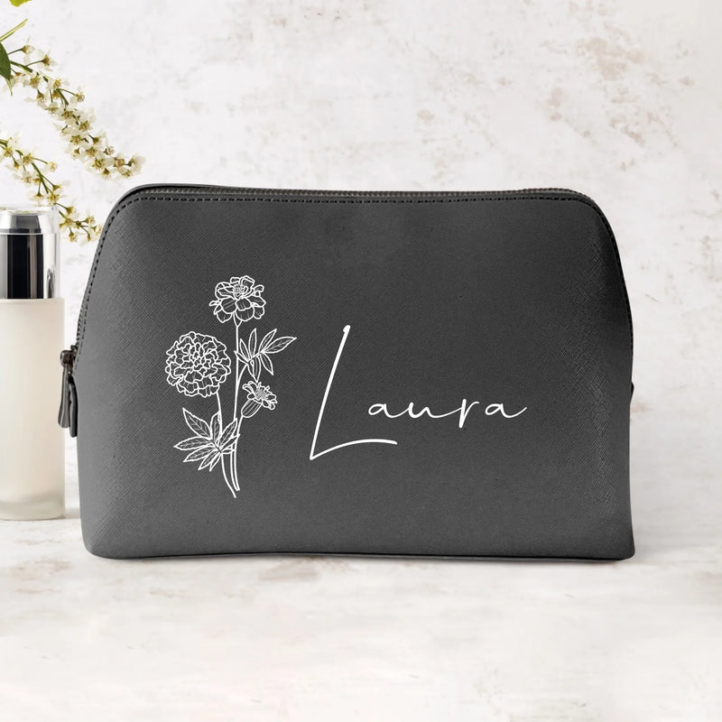 3l schwarz Kosmetiktasche aus PU Leder mit Name personalisiert von Love & Faith personalisiert
