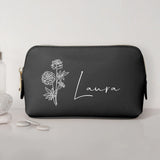 0,75l schwarz Kosmetiktasche aus PU Leder mit Name personalisiert von Love & Faith personalisiert