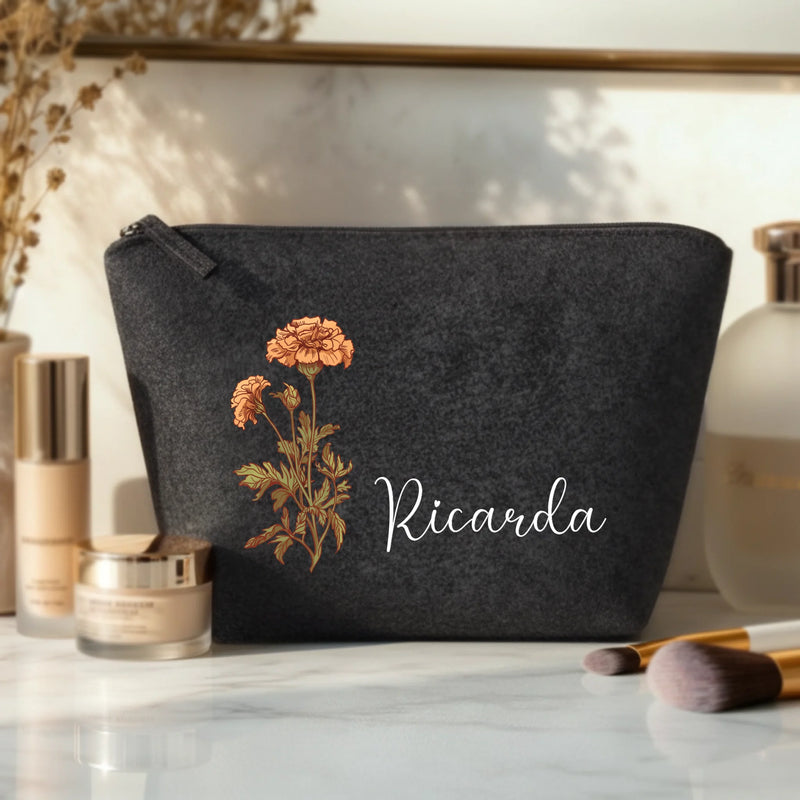 Deine Blume - Individuelle Kosmetiktasche Filz