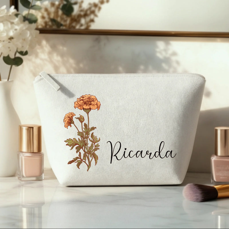 Deine Blume - Individuelle Kosmetiktasche Filz