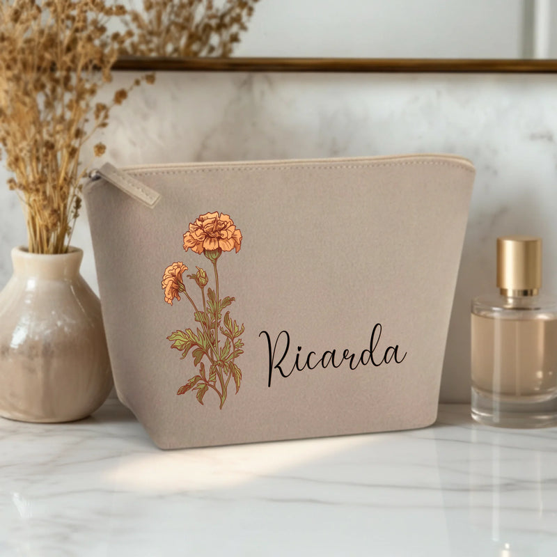 Deine Blume - Individuelle Kosmetiktasche Filz