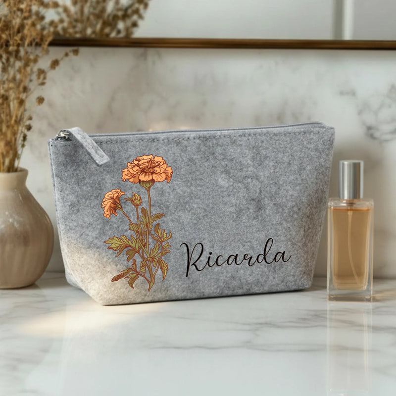 Deine Blume - Individuelle Kosmetiktasche Filz