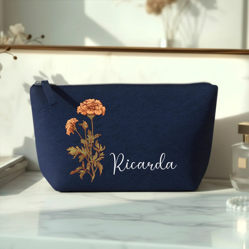 Deine Blume - Individuelle Kosmetiktasche Filz
