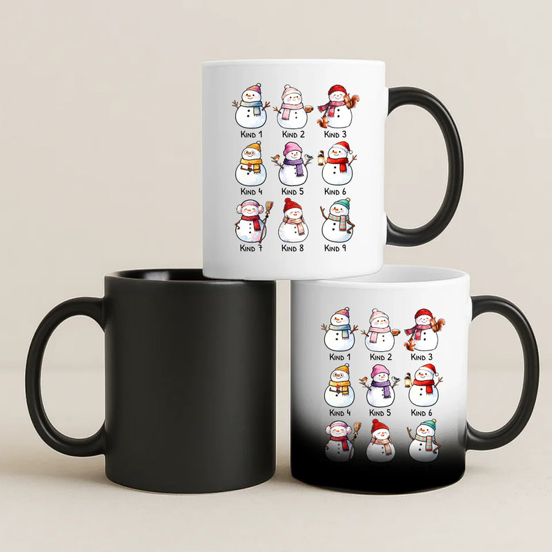 Personalisierte Schneemanntasse mit bis zu 10 Personen individuell gestalten mit Love & Faith