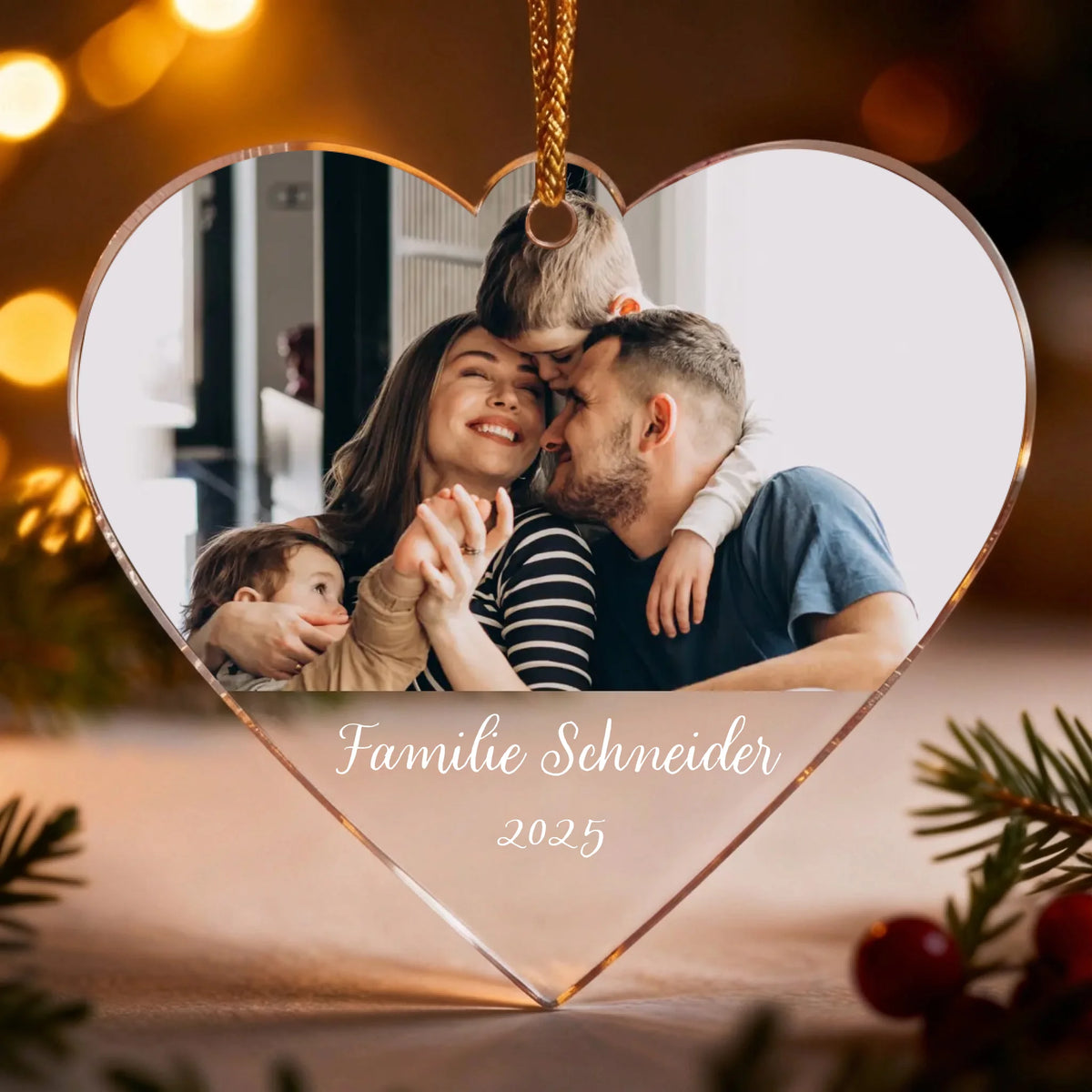 Personalisierter Weihnachtsbaumschmuck mit Foto für die Familie – Fröhliche Weihnachten
