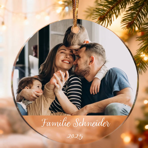 Personalisierter Weihnachtsbaumschmuck mit Foto für die Familie – Fröhliche Weihnachten – Motiv 2