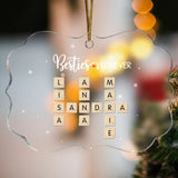 weihnachtsbaumschmuck personalisiert im Scrabble-Buchstabendesign als Weihnachtsgeschenk gestalten mit Love & Faith