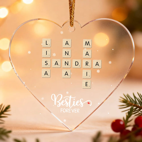 Personalisierter Weihnachtsbaumschmuck mit Namen im Scrabble-Look – Scrabble