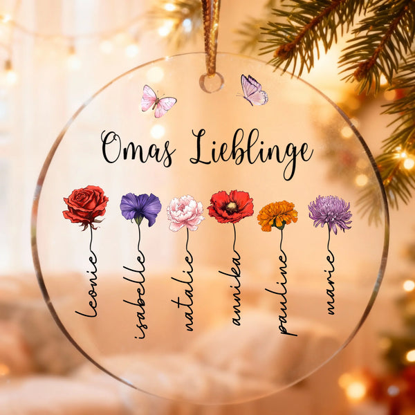 Omas Liebling - Personalisiertes Acrylornament für Eltern und Großeltern mit Geburtsblumen