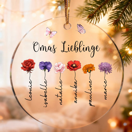 Personalisierter Weihnachtsbaumschmuck mit Namen für Oma – Omas Liebling