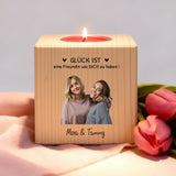 Personalisierter Teelichthalter aus Holz mit Fotoupload gestalten mit Love & Faith