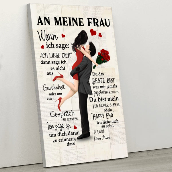 Personalisierte Leinwand mit Paar-Illustration und Liebesspruch – Geschenkidee für Frau von Love & Faith