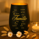 schwarz-goldenes Windlicht mit personalisierter Familiengravur von Love & Faith