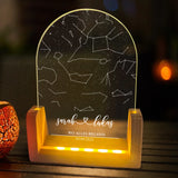Runder LED Aufsteller Sternenhimmel mit Namen als Geschenkidee zum Jahrestag von Love & Faith