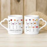 Weiße Tasse mit Herzhenkel und personalisiertem Namen – romantische Geschenkidee von Love & Faith