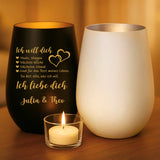 2er Windlicht graviert mit "Ich liebe dich" als Geschenk für Partner mit Love & Faith personalisiert