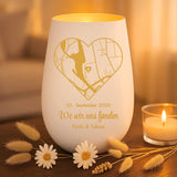 weiß-gold Windlicht graviert mit "Ich liebe dich" als Geschenk für Partner mit Love & Faith personalisiert