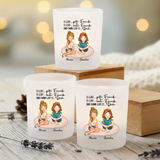 Personalisierter Teelichthalter für Freundinnen mit Clipart und Namen von Love & Faith