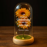 Ewige Sonnenblume in Glaskuppel als Valentinstagsgeschenk von Love & Faith