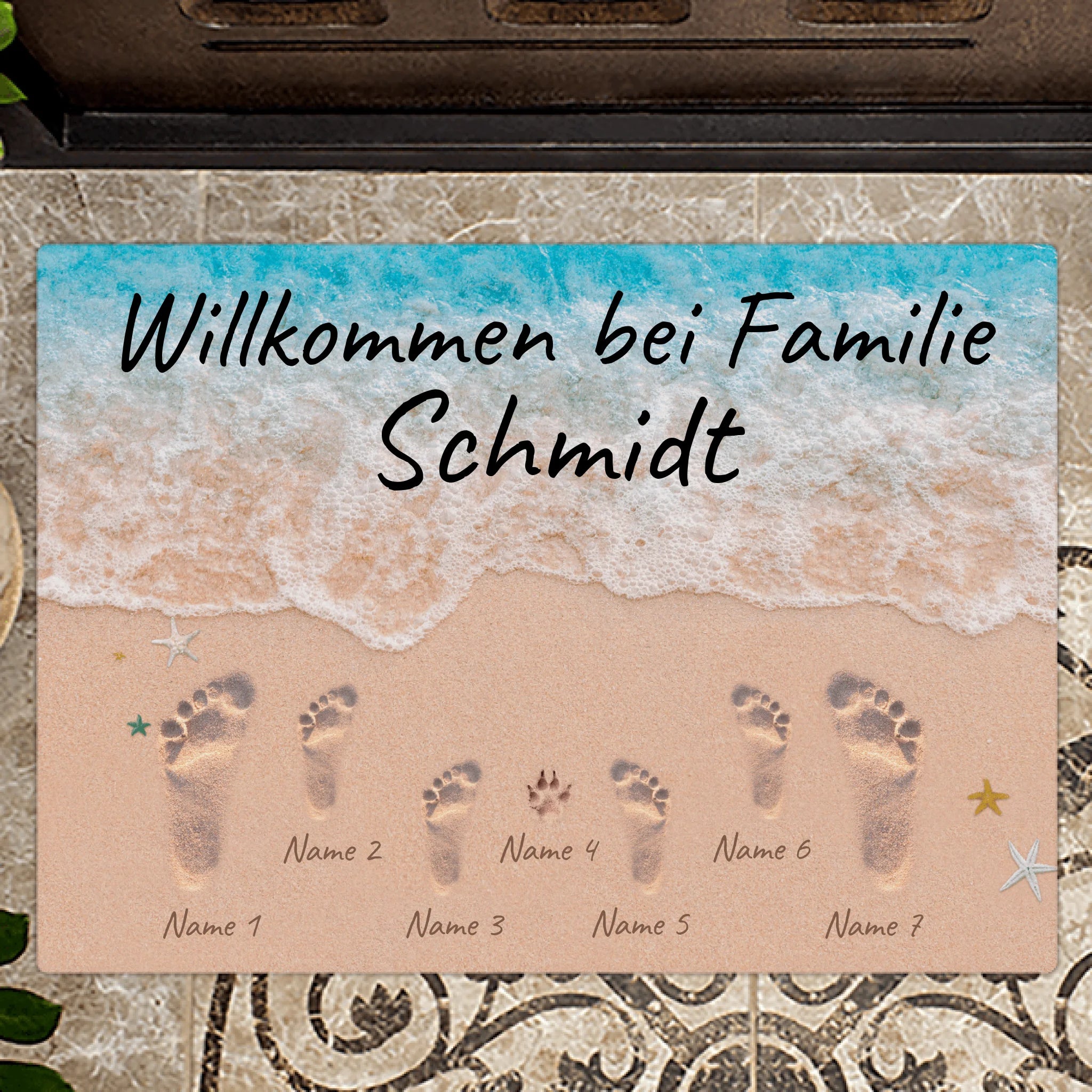 Fußabdrücke Fußmatte 70x50xm personalisiert gefertigt von Love & Faith