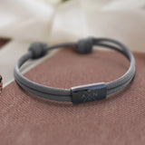 Antrazitfarbenes bronzefarbenes Segeltau Armband mit persönlicher Namensgravur und Jahrestag von Love & Faith