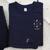 Navyblauer Pullover für Papa mit Kindernamen personalisierte Geschenkidee zum Vatertag von Love & Faith