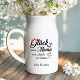 2 Personalisiertes Geschenk - Weiße Vase mit Henkel mit persönlichem Spruch und Namen