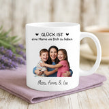 Weiße Tasse mit personalisiertem Spruch und Namen – individuelle Geschenkidee von Love & Faith