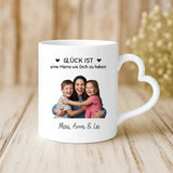 Weiße Tasse mit Herzhenkel und personalisiertem Namen – romantische Geschenkidee von Love & Faith