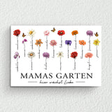 Personalisierte Leinwand mit bis zu 18 Namen selbst gestalten mit Geburtsblumen für Mama von Love & Faith