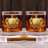 Mein Whiskey - Personalisiertes Whiskeyglas mit Emblem und Initiale